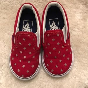 Vans Toddler Classic Slip On Red w/ Stars 5.0